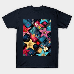 Patchwork Flowers and Stars T-Shirt